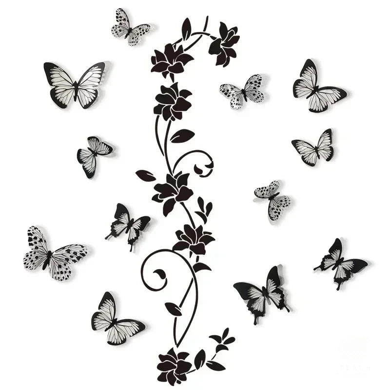 Room Decoration Removable Wall Sticker With 3D Butterfly
