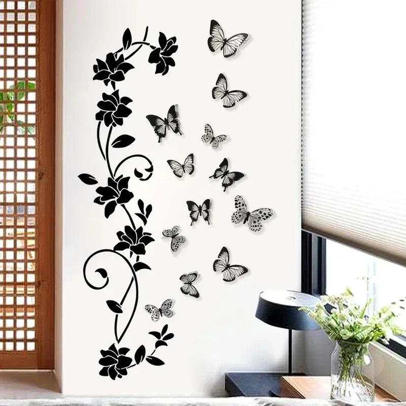 Room Decoration Removable Wall Sticker With 3D Butterfly