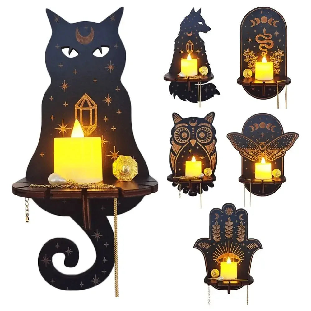 MysticAura™ Wooden Wall Display Shelf