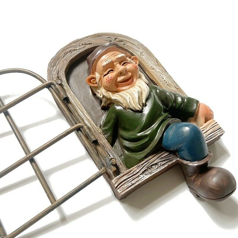 Whimsy Tree Hugger Garden Elf Sculpture